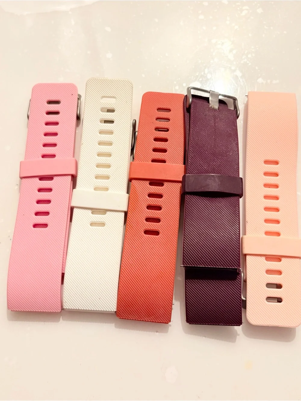 Silicone Replacement Smartwatch Bands - Pink, White, Coral, Burgundy, Peach